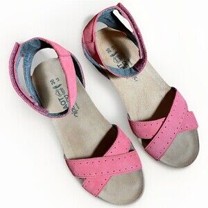 Naot Leather Ankle Strap Sandals Womens EU 36 US 5.5 Pink Israel Comfort Travel